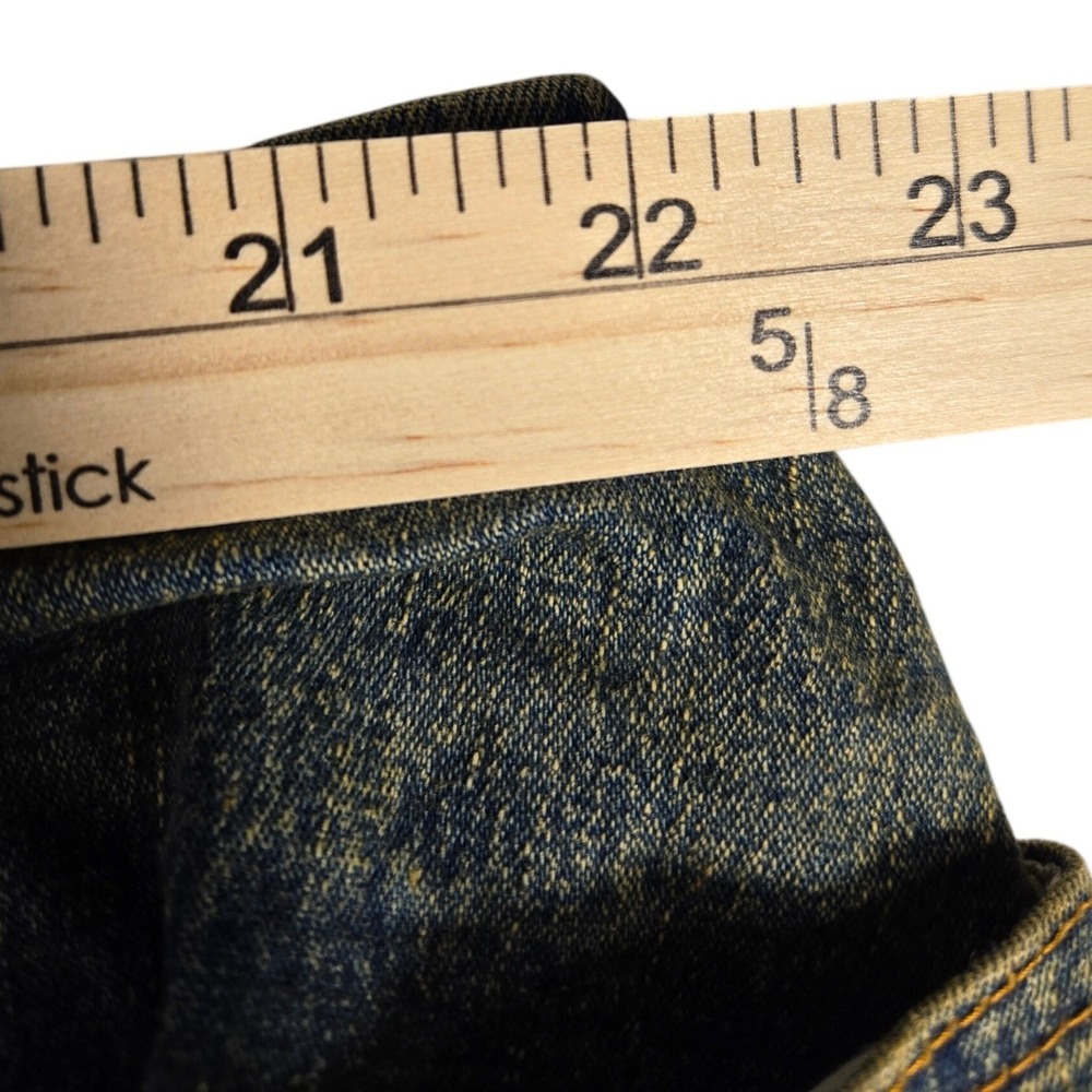 Vintage Floral Embroidered Wide Leg Jeans Sandblasted Dark Wash Denim 20W - Picture 10 of 11